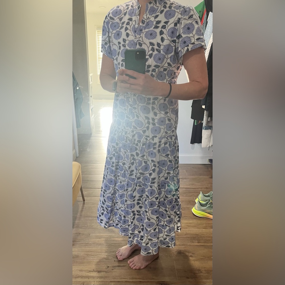 Victoria Dunn Blue and White Floral Midi Dress - Picture 6 of 6